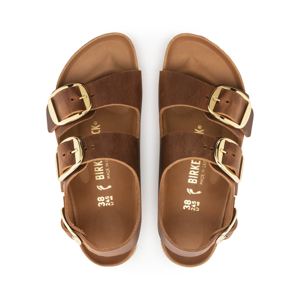 Milano Big Buckle Cuir Huilé Cognac