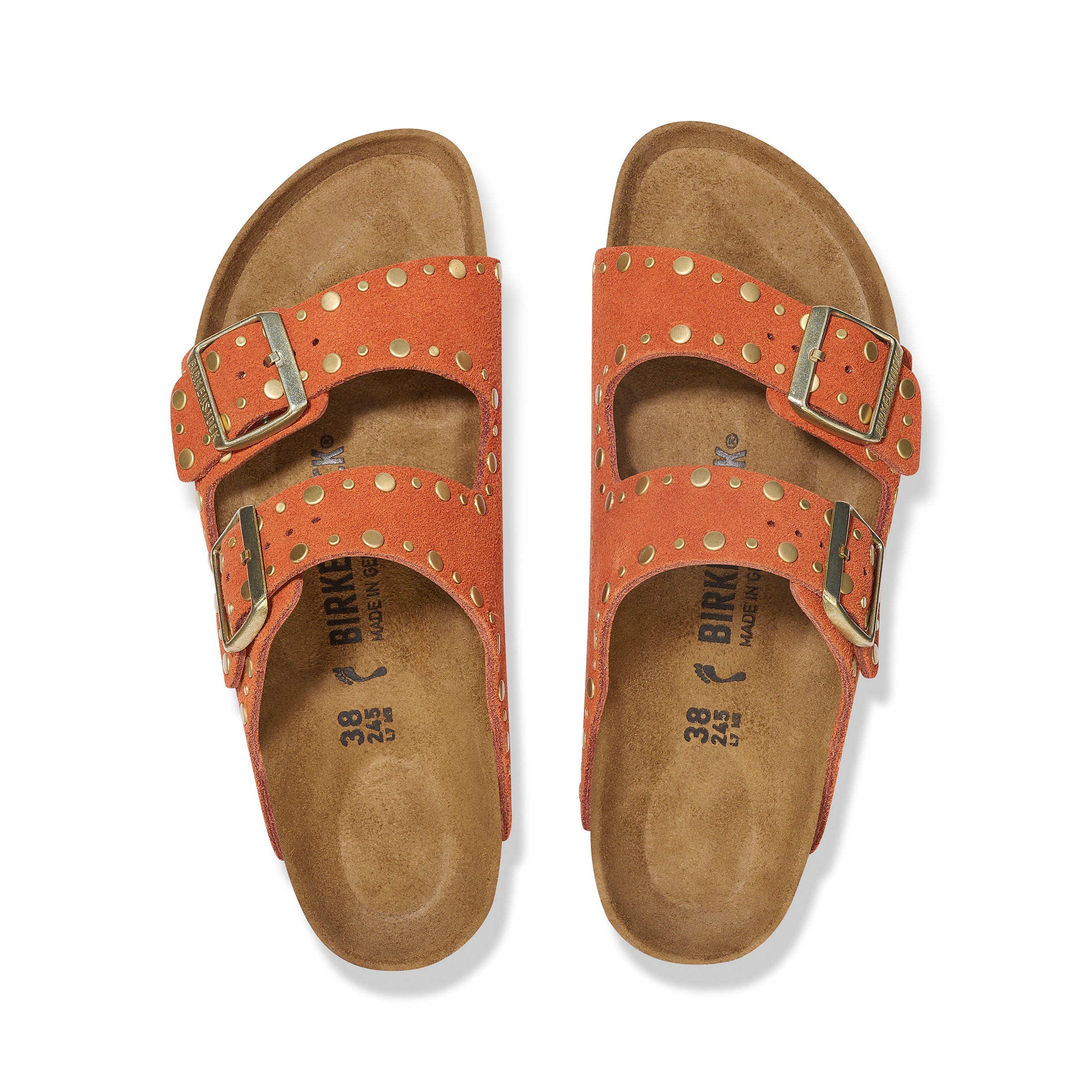 Arizona Rivet Dark Rust Suede Leather