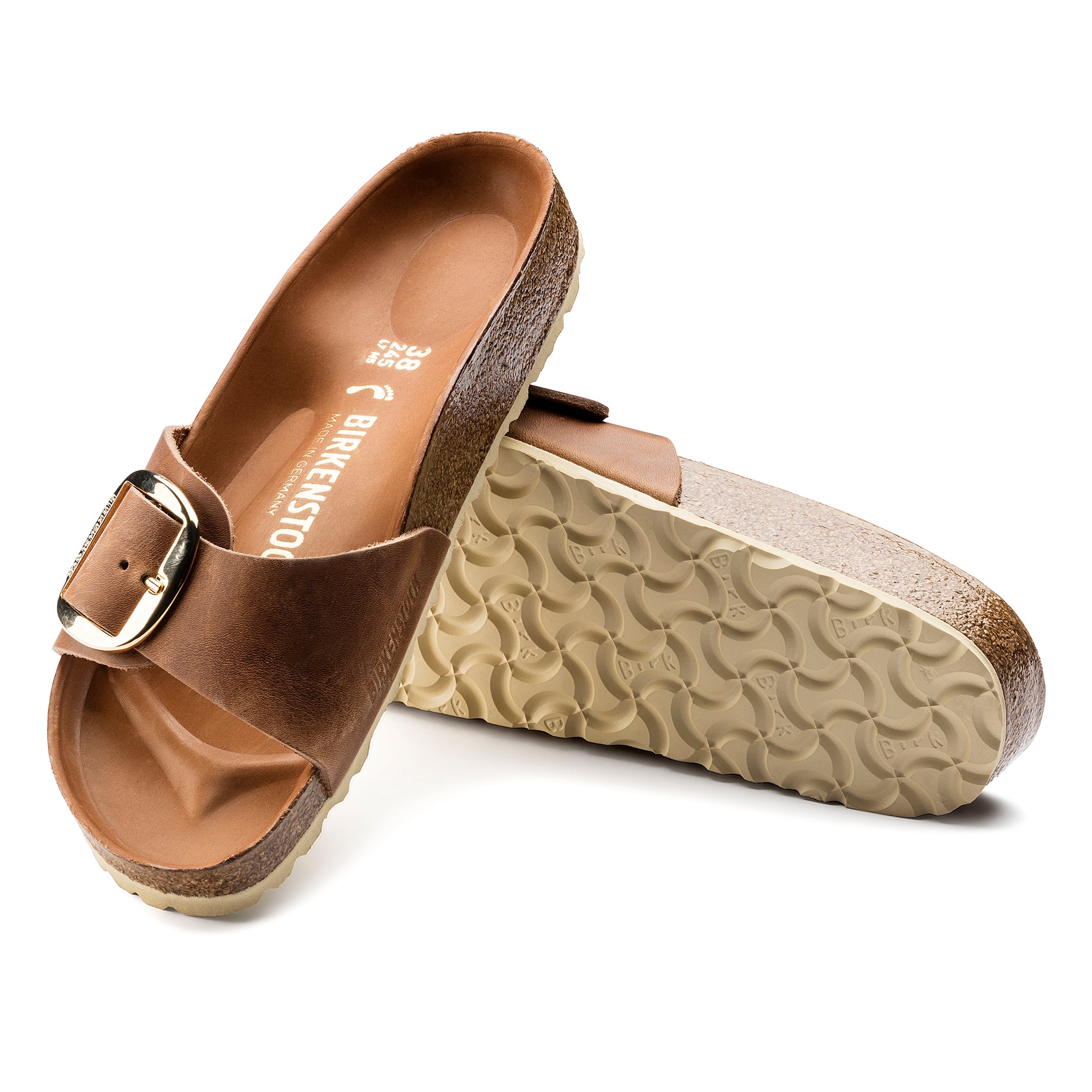 Madrid grandes boucles Cuir huilé Cognac