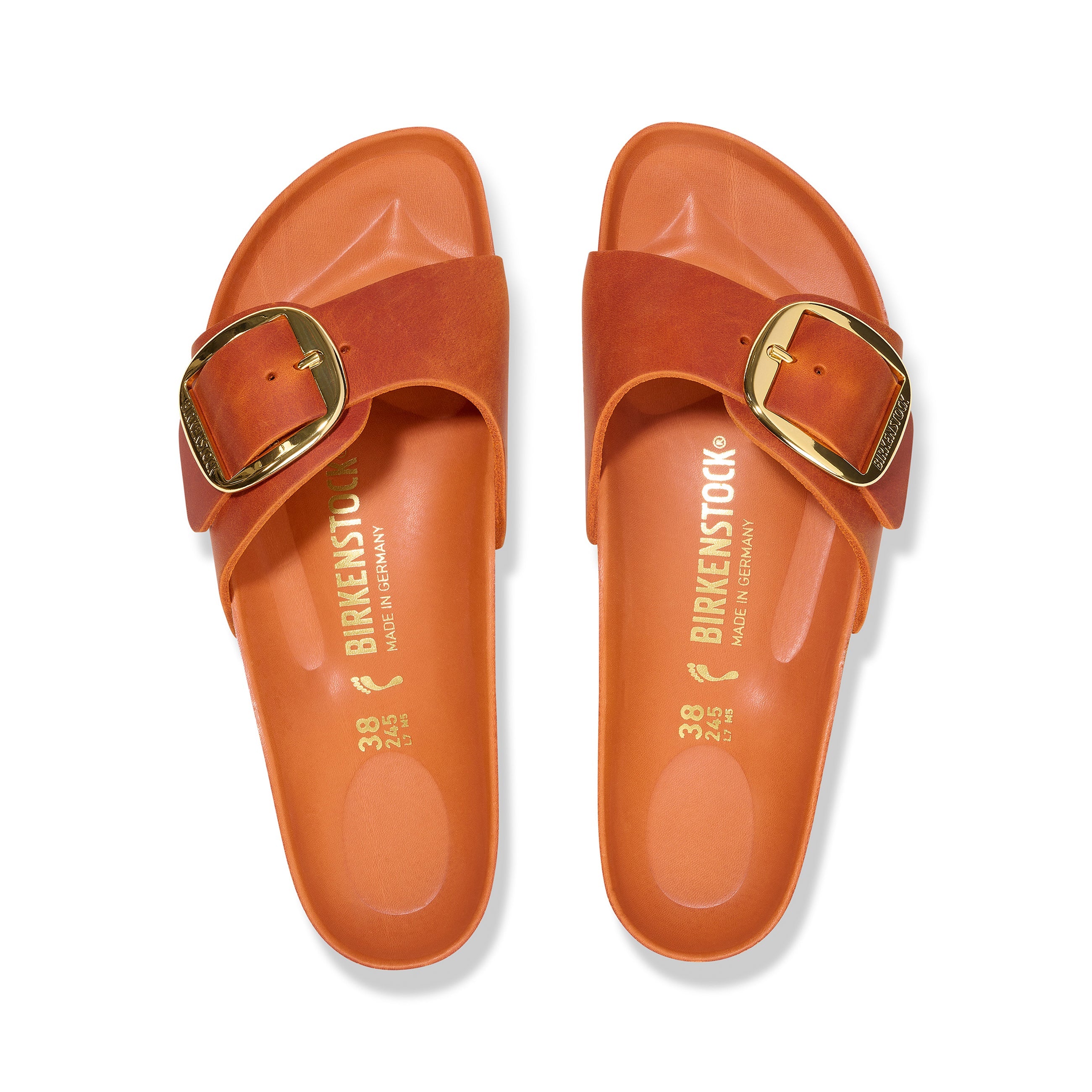 Madrid Big Buckle Cuir Huilé Orange Brûlé
