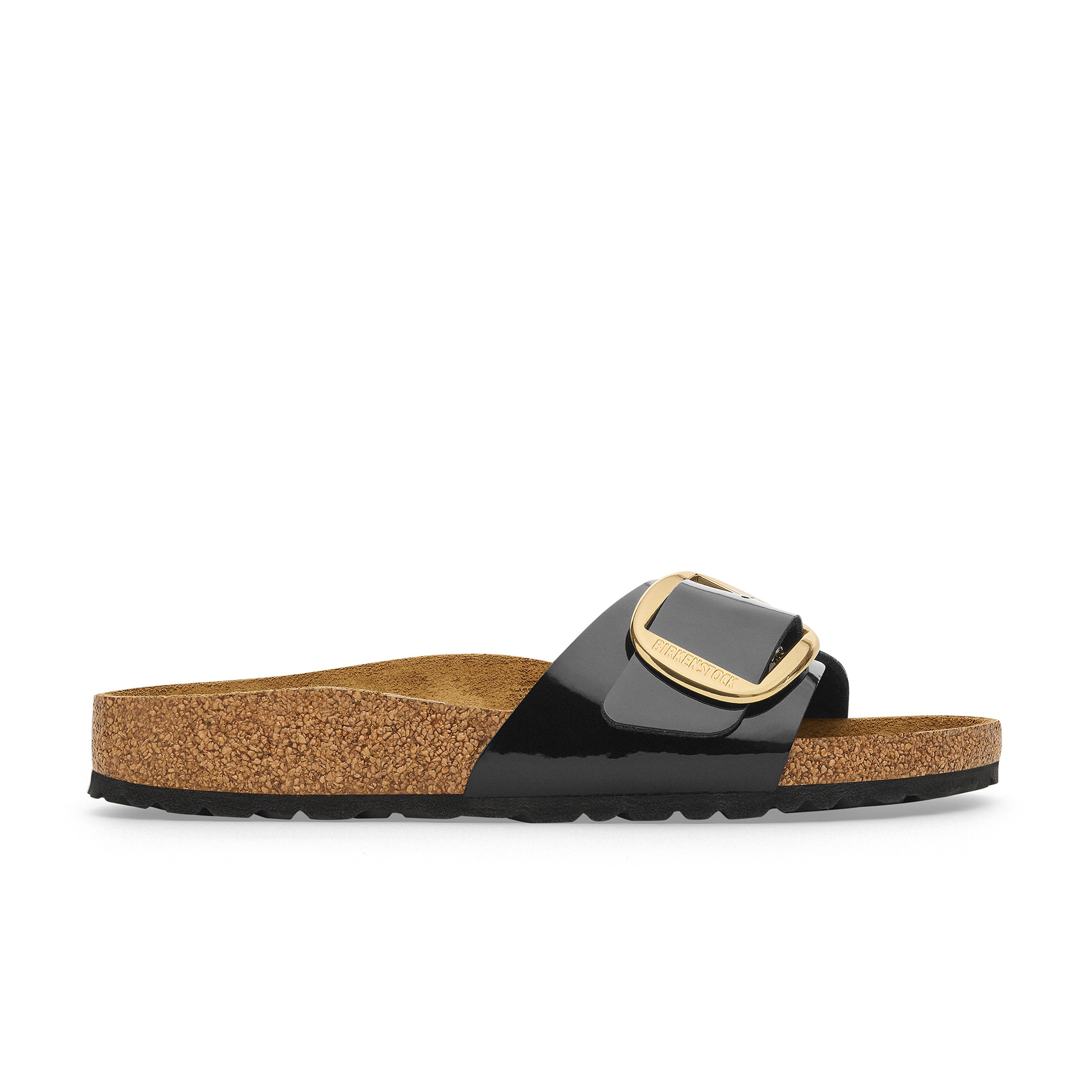 Madrid Big Buckle Patent Black/Gold Birko-Flor