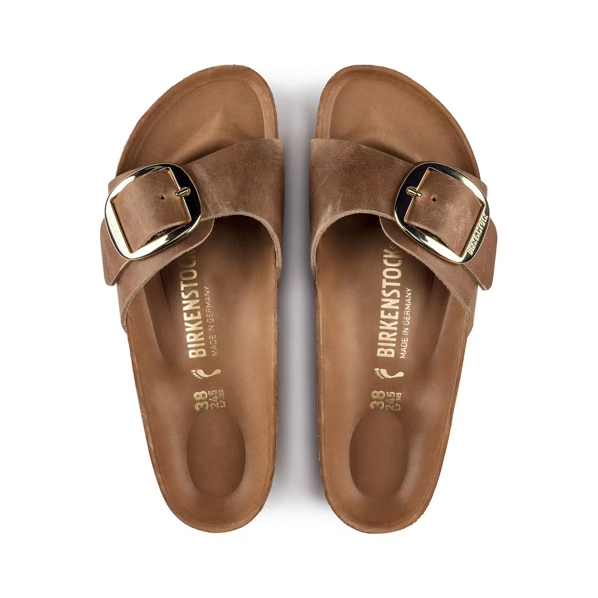 Madrid grandes boucles Cuir huilé Cognac