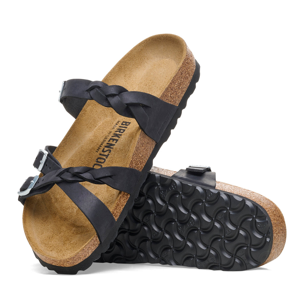 Franca tressée en cuir huilé noir