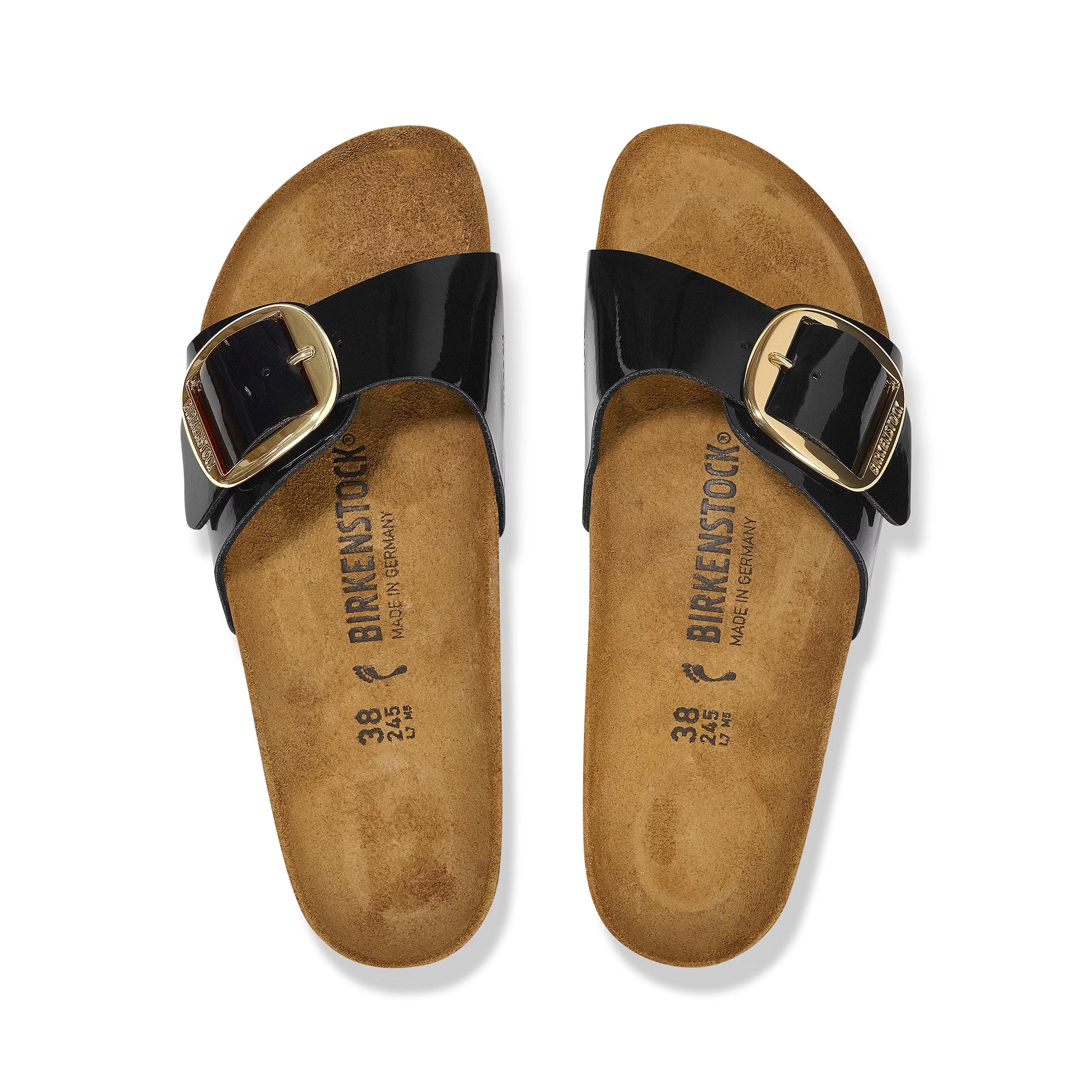 Madrid Big Buckle Patent Black/Gold Birko-Flor