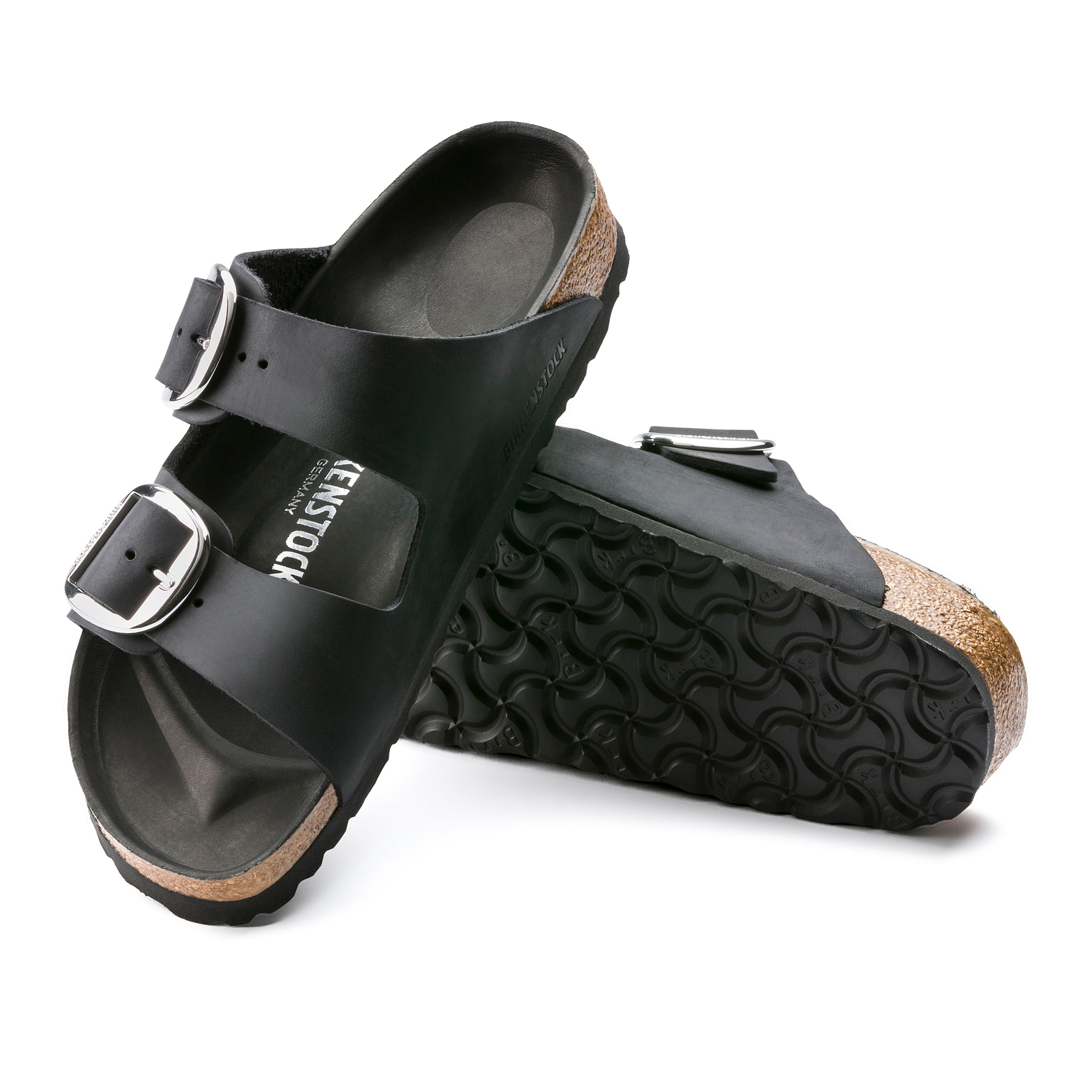 Arizona Big Buckle Cuir Huilé Noir