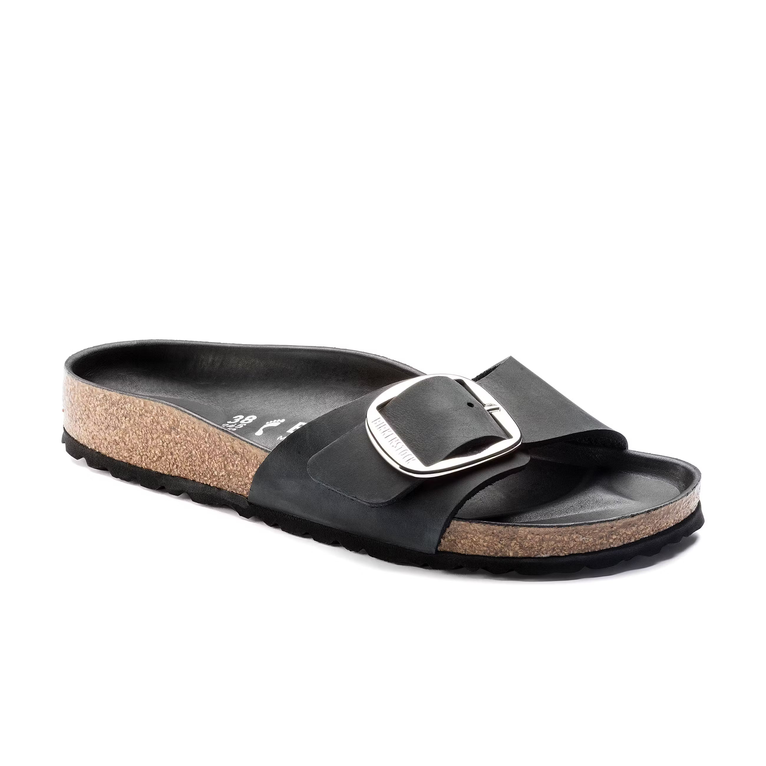 Madrid Big Buckle Noir Cuir huilé