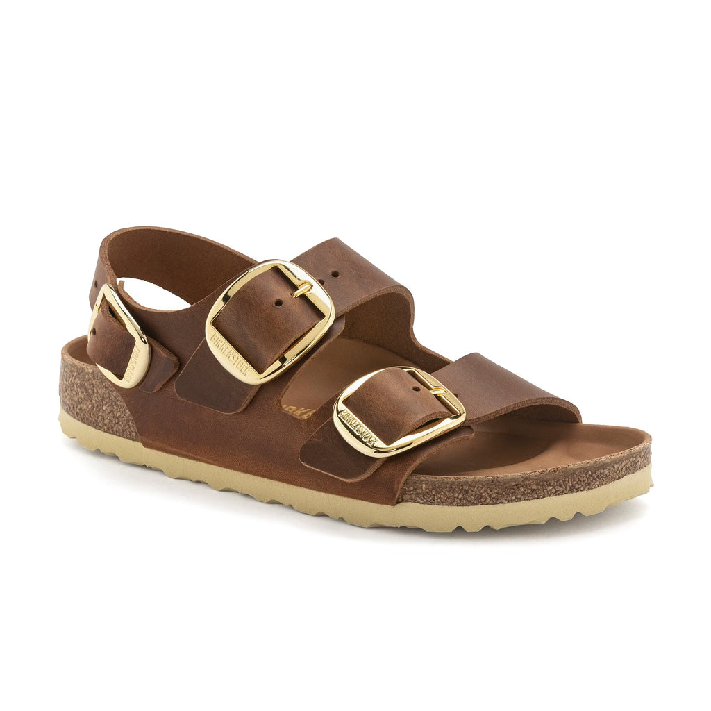 Milano Big Buckle Cuir Huilé Cognac