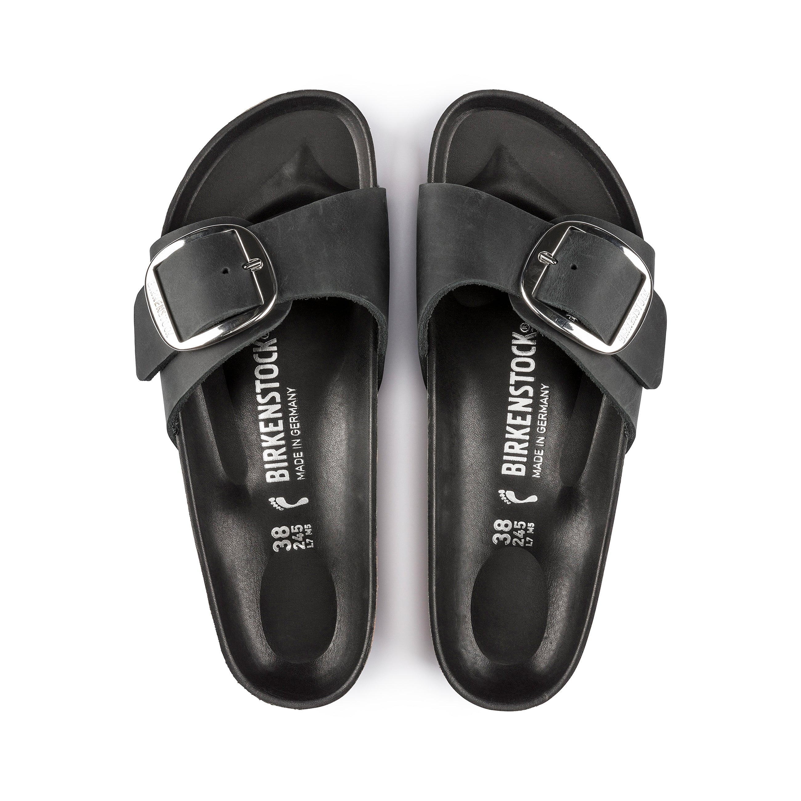 Madrid Big Buckle Noir Cuir huilé