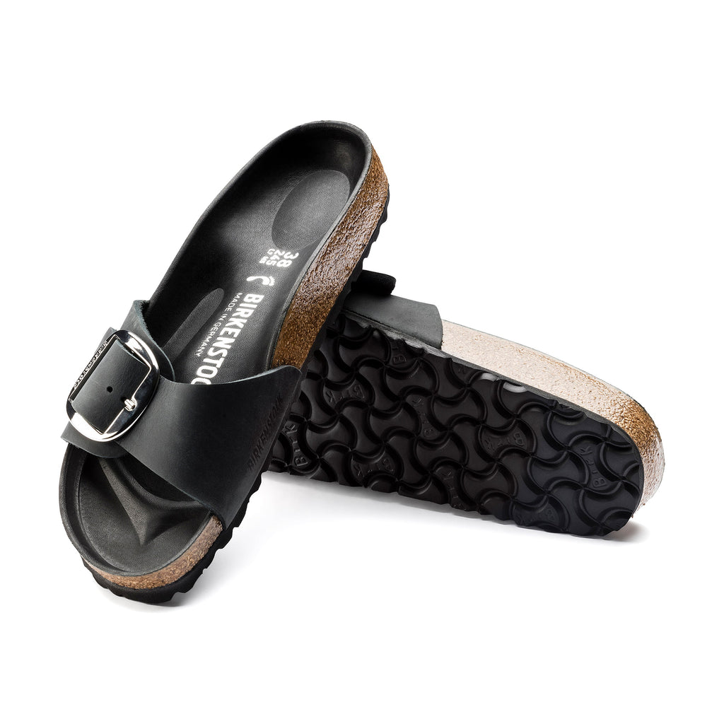 Madrid Big Buckle Noir Cuir huilé